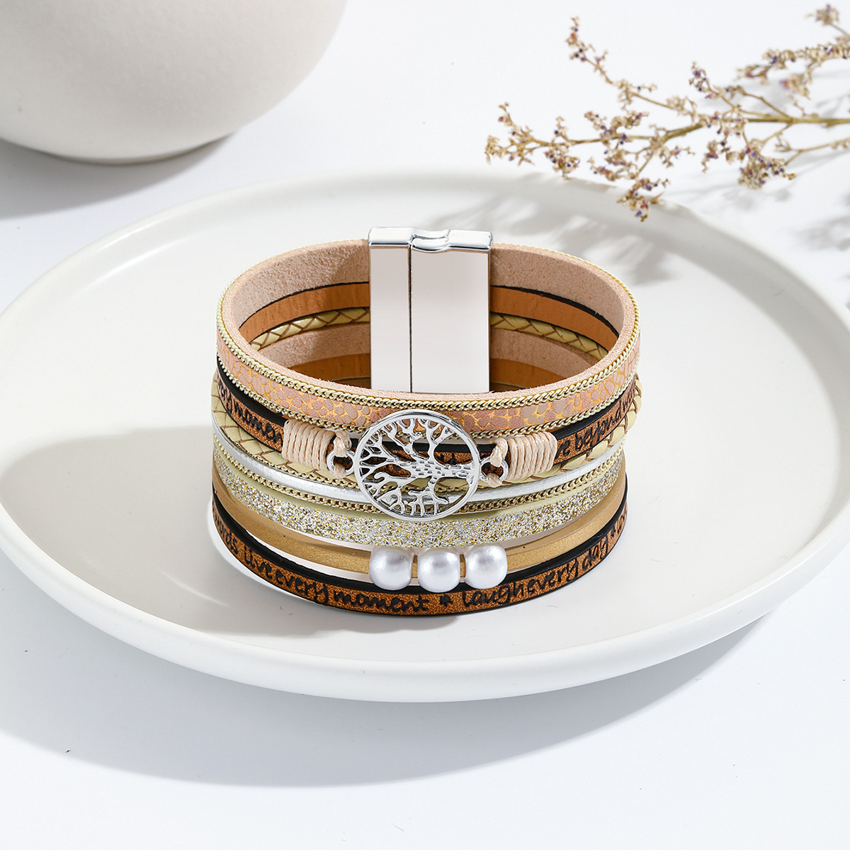 Light Coffee jewelry,Light Coffee Color Faux Leather Bangle