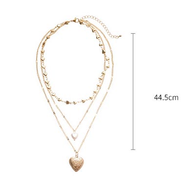 Golden jewelry,Golden Color Heart Alloy Detail Necklace