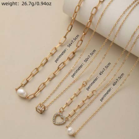 Golden jewelry,Golden Color Heart Copper Detail Necklaces