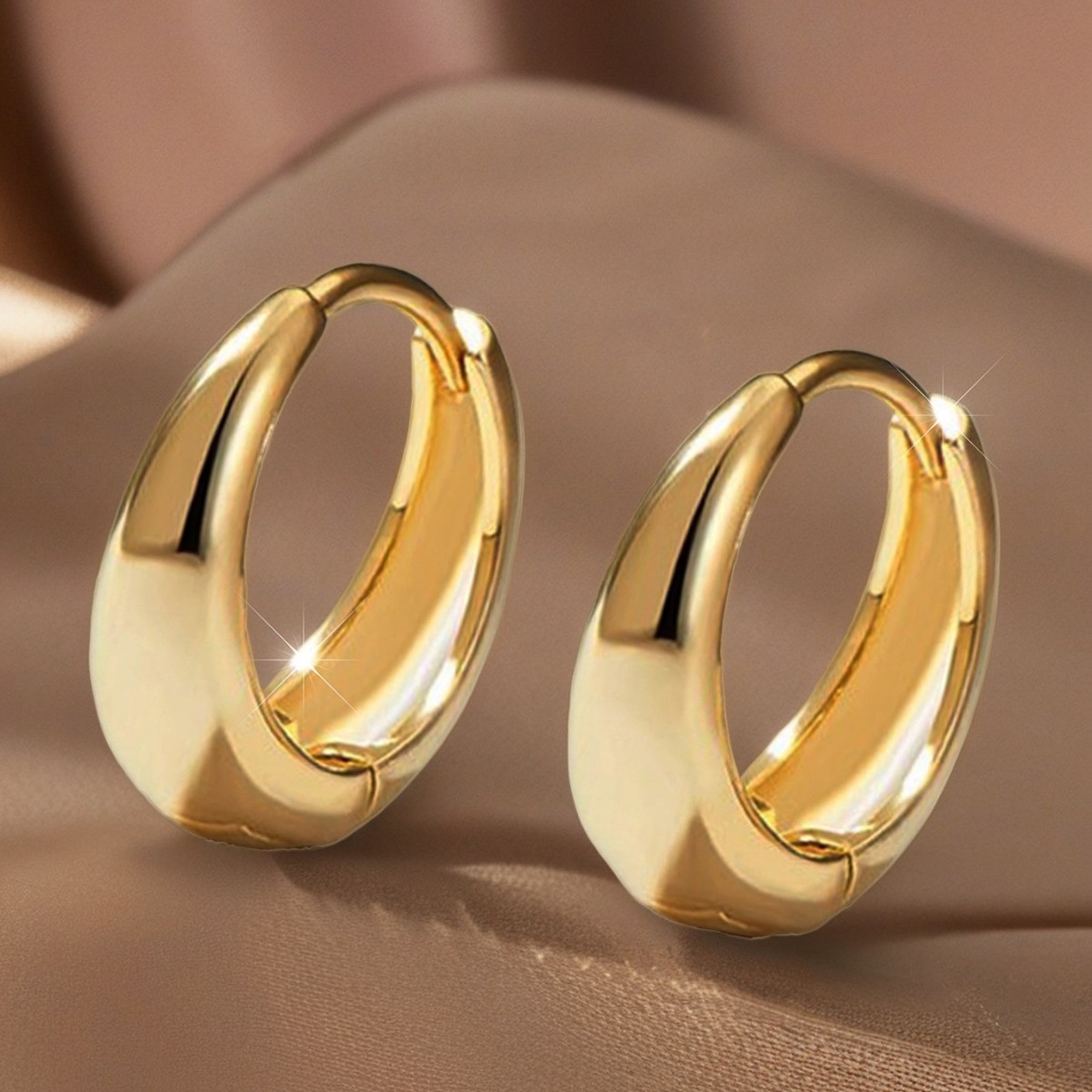 Golden jewelry,Geometric jewelry,Golden Round Design Stainless Steel Earrings