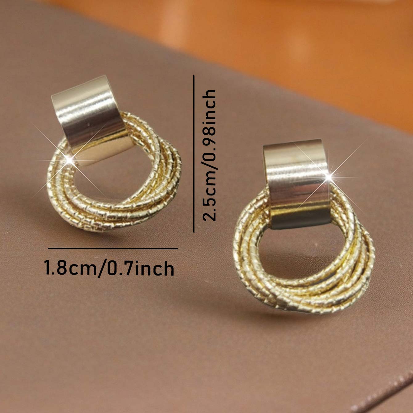 Golden jewelry,Golden Geometric Scrunchie Design Copper Earrings