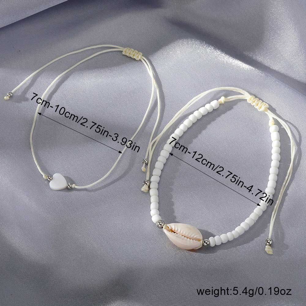 Beige jewelry,Beige Color Shell Detail Adjustable Anklets