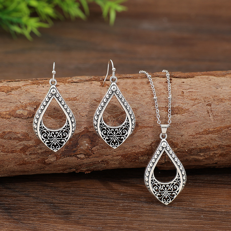 Silver jewelry,Silver Color Alloy Earrings and Necklace