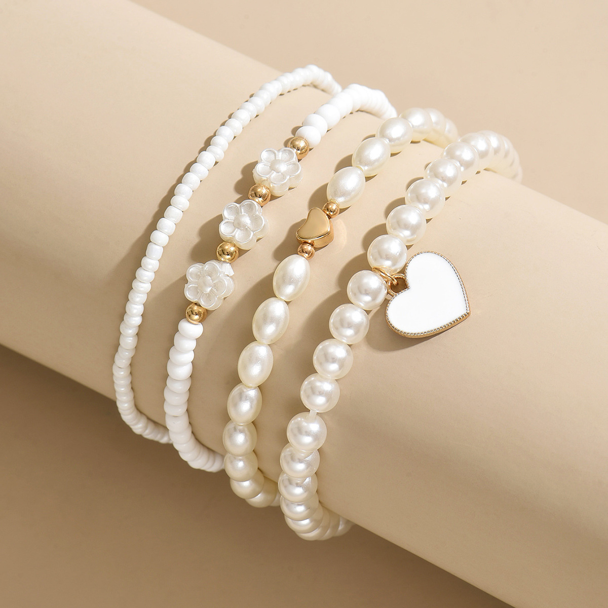 White jewelry,White Color Heart Polyresin Detail Anklets