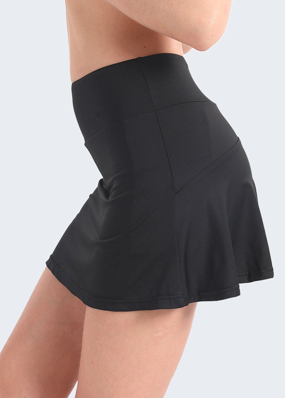 Black sportswear,Plain Color sportswear,Black Elastic Waist High Waisted Pantskirt
