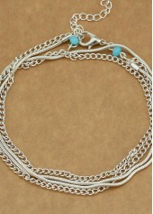 Silver jewelry,Other jewelry,Alloy Layered Design Chain Silver Anklet