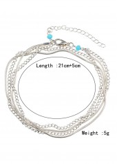 Silver jewelry,Other jewelry,Alloy Layered Design Chain Silver Anklet