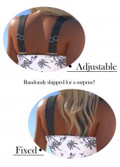 White swimwear,Plants swimwear,ROTITA Surplice White Tropical Plants Print Swimdress and Shorts