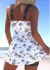 White swimwear,Plants swimwear,ROTITA Surplice White Tropical Plants Print Swimdress and Shorts