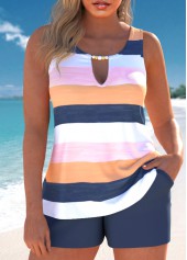 Mehrfarbig gestreiftes Tankini-Set mit Cut-Outs von Rotita