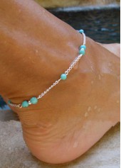 bracelet de cheville en perles turquoise en alliage vert menthe