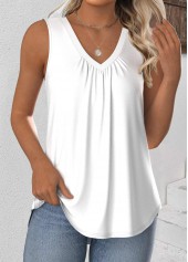 Rotita – Weißes ärmelloses Tanktop mit V-Ausschnitt