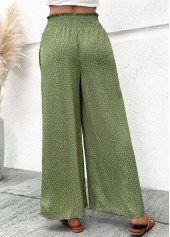 Sage Green bottoms,Plain Color bottoms,Flowy Sage Green Wide Leg Elastic Waist Pants