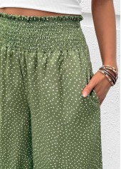 Sage Green bottoms,Plain Color bottoms,Flowy Sage Green Wide Leg Elastic Waist Pants