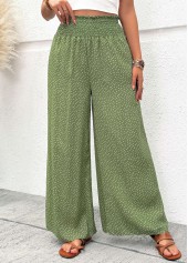 Sage Green bottoms,Plain Color bottoms,Flowy Sage Green Wide Leg Elastic Waist Pants