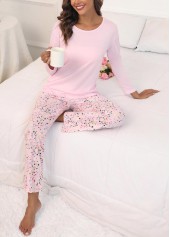 Star Print Light Pink Lounge Top and Pants