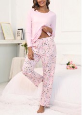 Light Pink loungewear,Galaxy loungewear,Star Print Light Pink Lounge Top and Pants