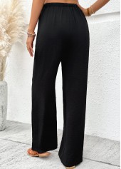 Black bottoms,Plain Color bottoms,Soft Black Wide Leg Elastic Waist High Waisted Pants