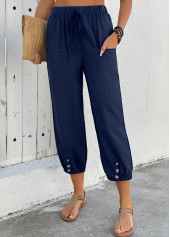 Rotita Navy Jogger Hose mit elastischem Bund und hohem Bund