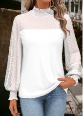 White tops,Plain Color tops,ROTITA Tummy Coverage White Turtleneck Long Sleeve T Shirt