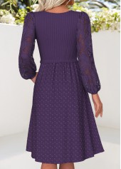 Purple dresses,Plain Color dresses,Everyday dresses,Casual dresses,ROTITA Tummy Coverage Purple Square Neck Long Sleeve Dress