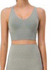 Sage Green sportswear,Plain Color sportswear,Scoop Criss Cross Sage Green Sports Bra