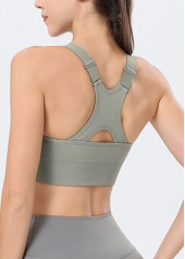 Sage Green sportswear,Plain Color sportswear,Scoop Sage Green Adjustable Straps Sports Bra
