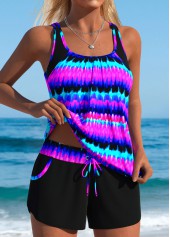 Multi Color swimwear,Tie Dye swimwear,ROTITA Tummy Coverage Multi Color Tie Dye Print Tankini Set
