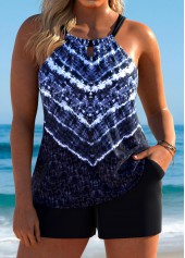ROTITA Tummy Coverage Navy Tie Dye Print Tankini Set