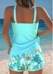 Cyan swimwear,Animal Print swimwear,Plants swimwear,ROTITA Tummy Coverage Cyan Marine Life Print Tankini Set