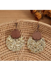 Golden jewelry,Golden Color Round Wood Detail Earrings