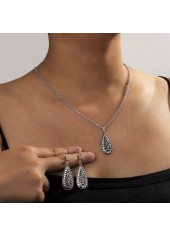 boucles d'oreilles et collier tribaux en alliage d'argent