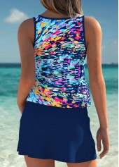 Multi Color swimwear,Graphic swimwear,ROTITA Tummy Coverage Multi Color Graffiti Print Tankini Set