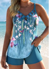 Ensemble tankini Rotita à imprimé floral vert sauge couvrant le ventre