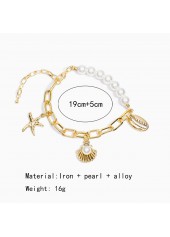 Golden jewelry,Golden Color Shell Alloy Detail Bracelet