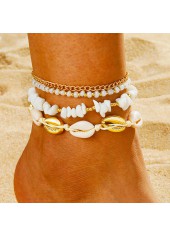 Shell Golden Alloy Beaded Design Anklets