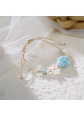 Bracelet bleu clair à motif coquillage et étoile de mer