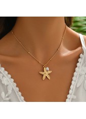 Collier en alliage de perles avec motif d'étoile de mer dorée