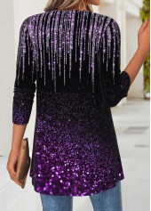 Purple tops,Ombre tops,ROTITA Tummy Coverage Ombre Purple Long Sleeve Lightweight Cardigan