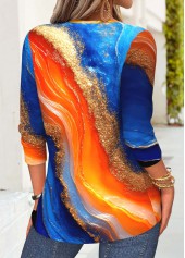 Multi Color tops,Ombre tops,ROTITA Tummy Coverage Ombre Multi Color Round Neck T Shirt