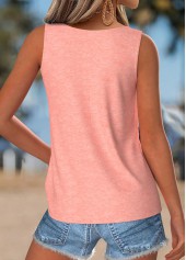 Dusty Pink tops,Plants tops,ROTITA Tummy Coverage Tropical Plants Print Dusty Pink Tank Top