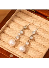 Silver jewelry,Silver Color Round Alloy Detail Earrings