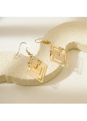 Golden jewelry,Geometric jewelry,Square Geometric Hollow Golden Copper Earrings
