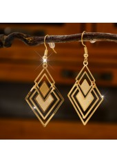 Golden jewelry,Geometric jewelry,Square Geometric Hollow Golden Copper Earrings