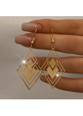 Golden jewelry,Geometric jewelry,Square Geometric Hollow Golden Copper Earrings