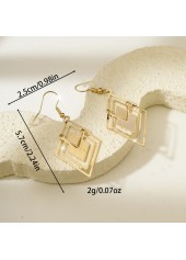 Golden jewelry,Geometric jewelry,Square Geometric Hollow Golden Copper Earrings