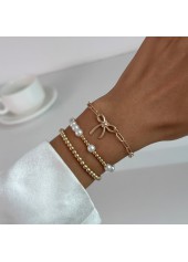 Golden jewelry,Golden Color Bow Alloy Detail Bracelets
