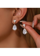 Boucles d'oreilles en zircon artificiel argenté en forme de goutte