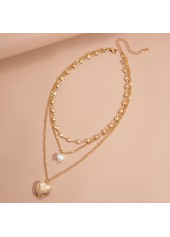 Golden jewelry,Golden Color Heart Alloy Detail Necklace