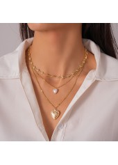 Golden jewelry,Golden Color Heart Alloy Detail Necklace